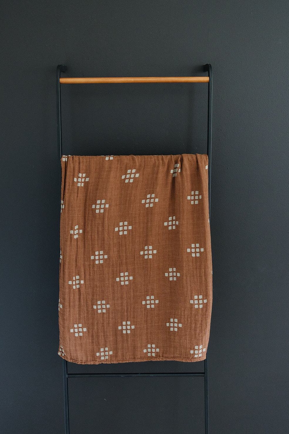 burnt orange swaddle, muslin swaddle blanket, bamboo baby blanket, swaddling wrap, fall baby blanket, dark brown muslin swaddle