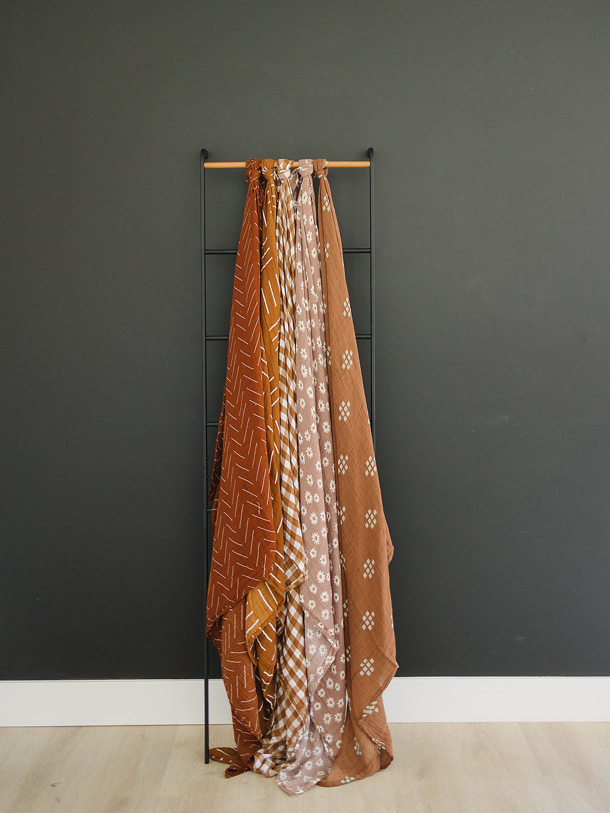 burnt orange swaddle, muslin swaddle blanket, bamboo baby blanket, swaddling wrap, fall baby blanket, dark brown muslin swaddle, gingham baby blanket