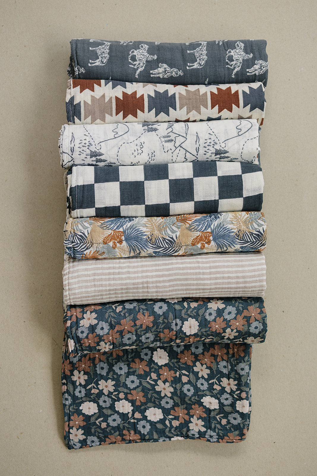 floral baby swaddle, muslin bamboo blanket, swaddling wrap, floral baby blanket, midnight blue, mebie baby swaddles