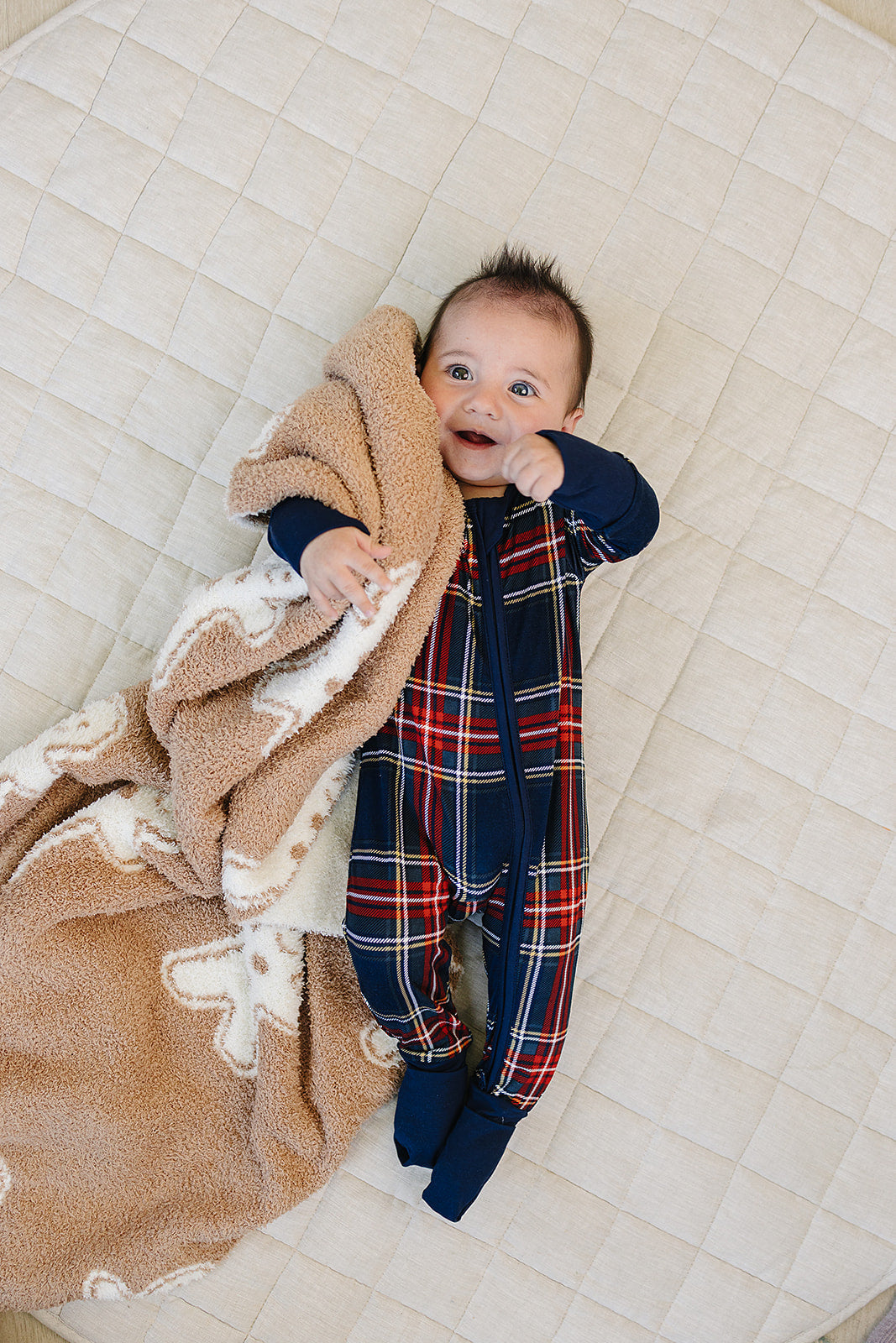 Bamboo Zip Romper | Christmas Plaid