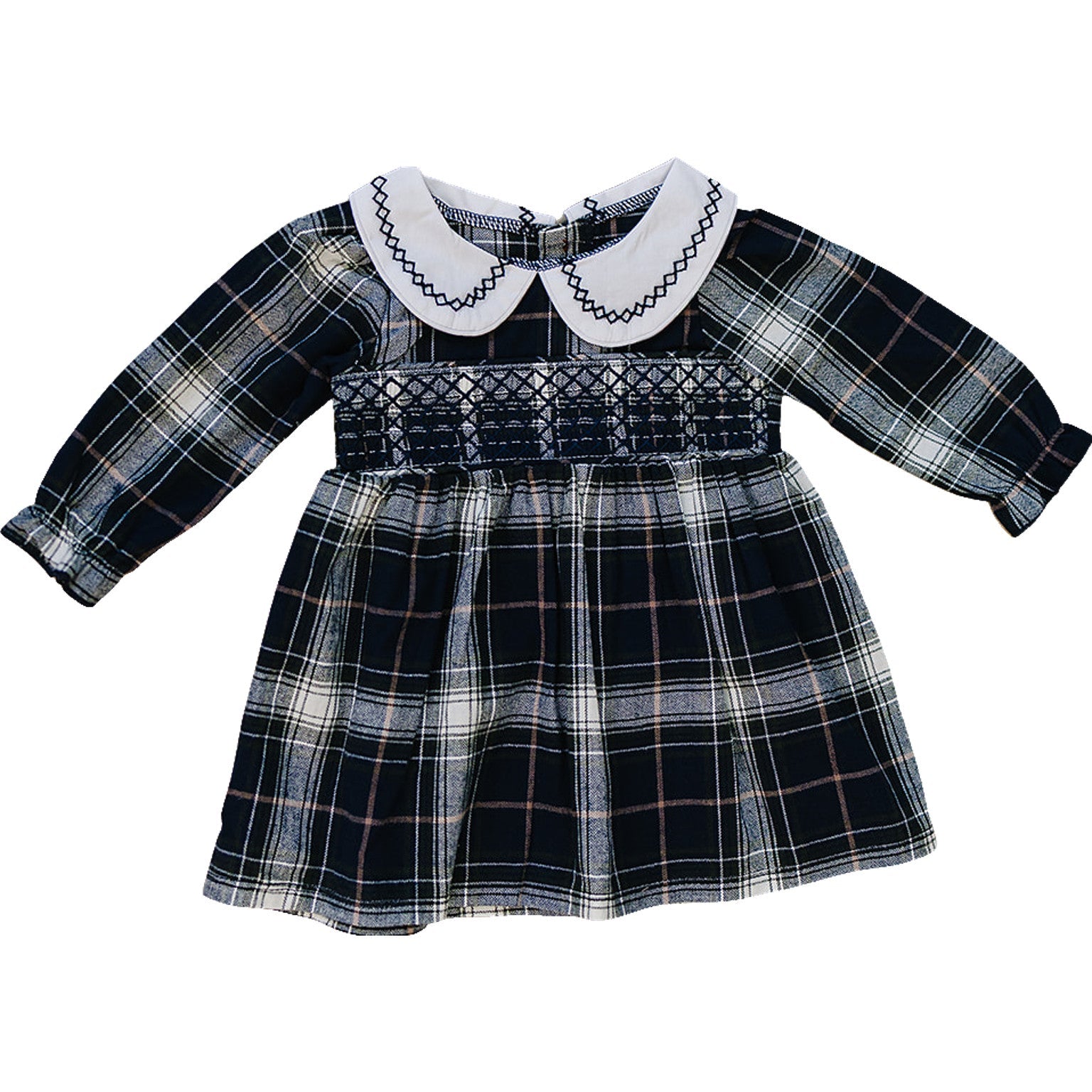 Smocked Dress | Navy Plaid