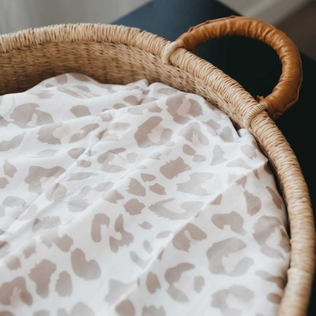 Bamboo Muslin Swaddle in Light Leopard
