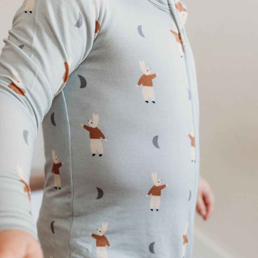 Zippered Footie in Moon Bunny