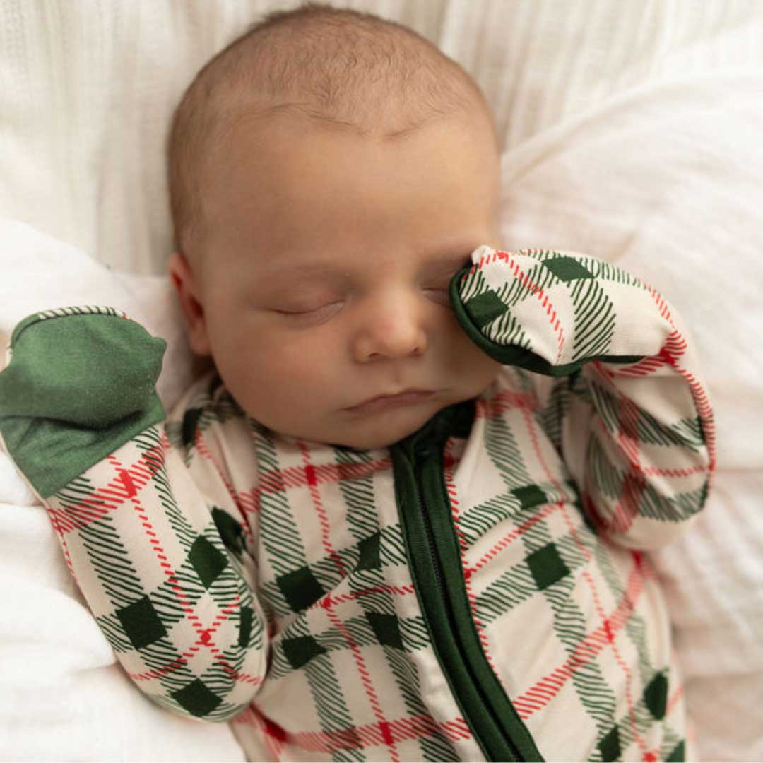 Zippered Footie in Christmas Plaid