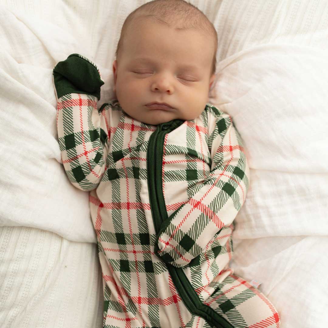 Zippered Footie in Christmas Plaid