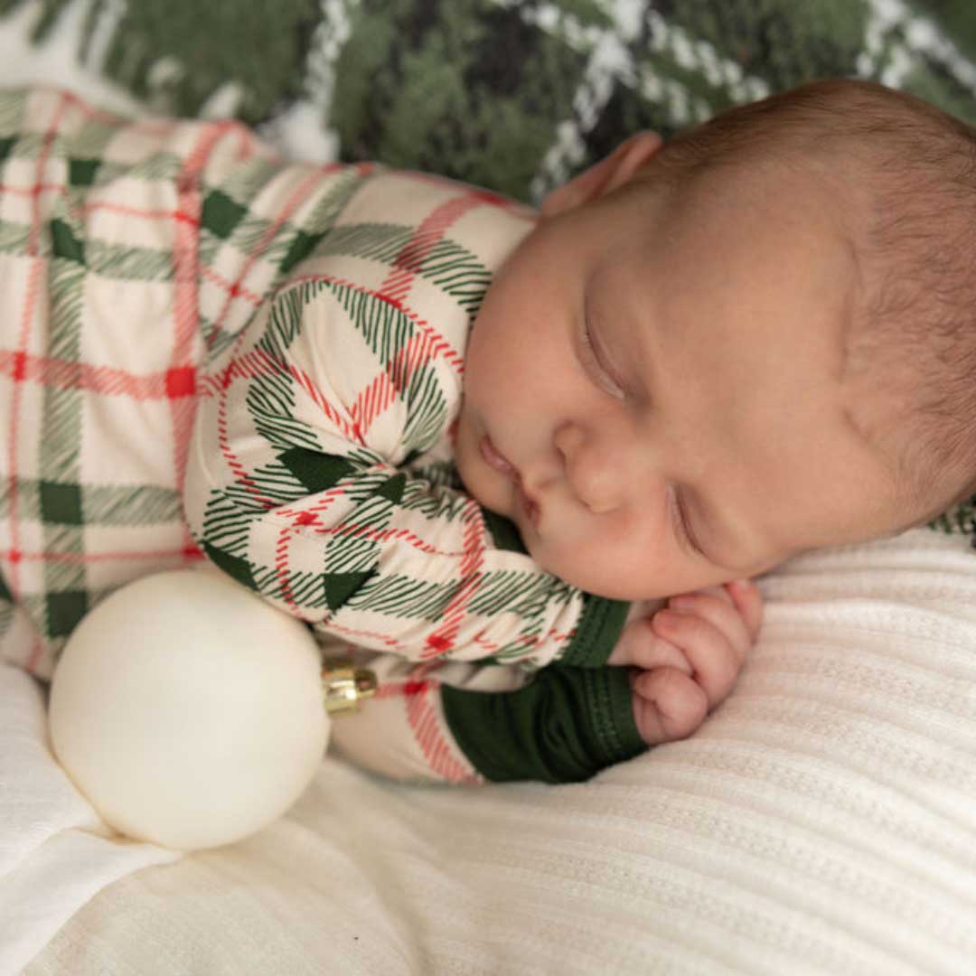 Zippered Footie in Christmas Plaid
