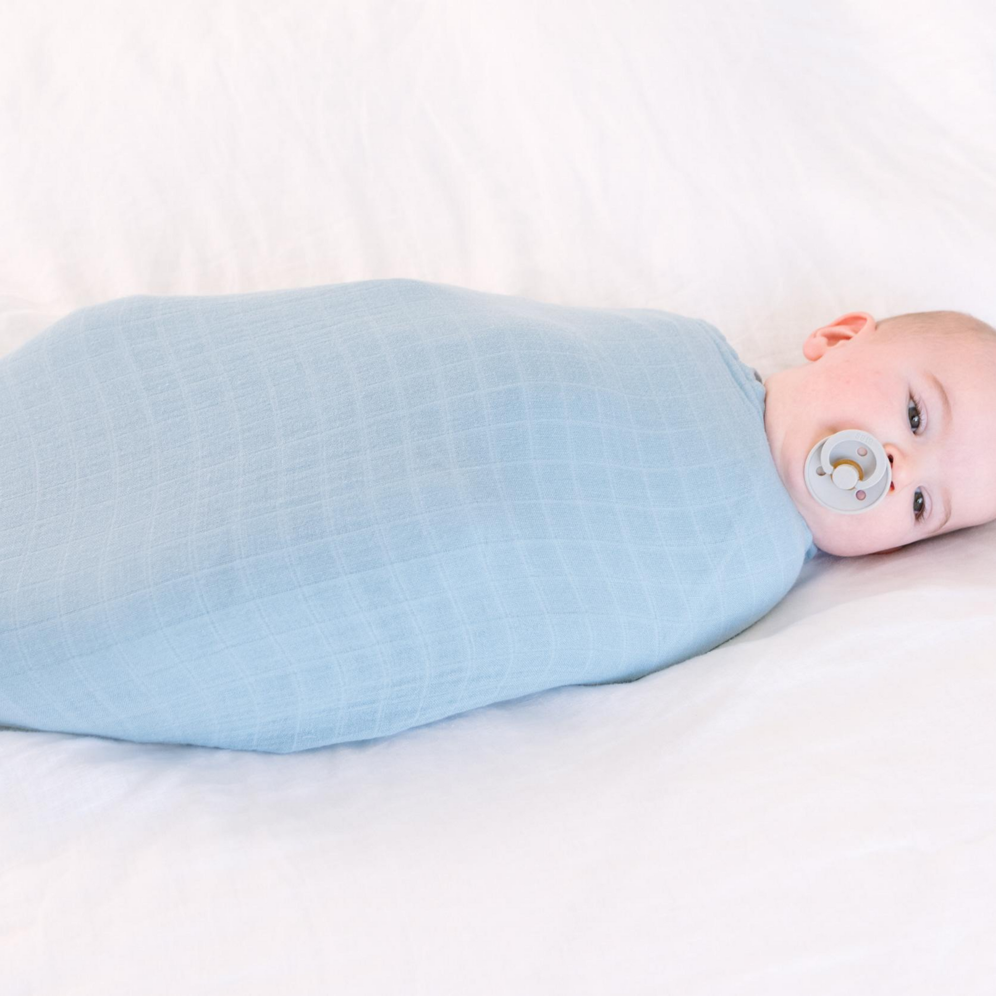 blue baby swaddle, solid blue muslin blanket, bamboo muslin swaddle boy