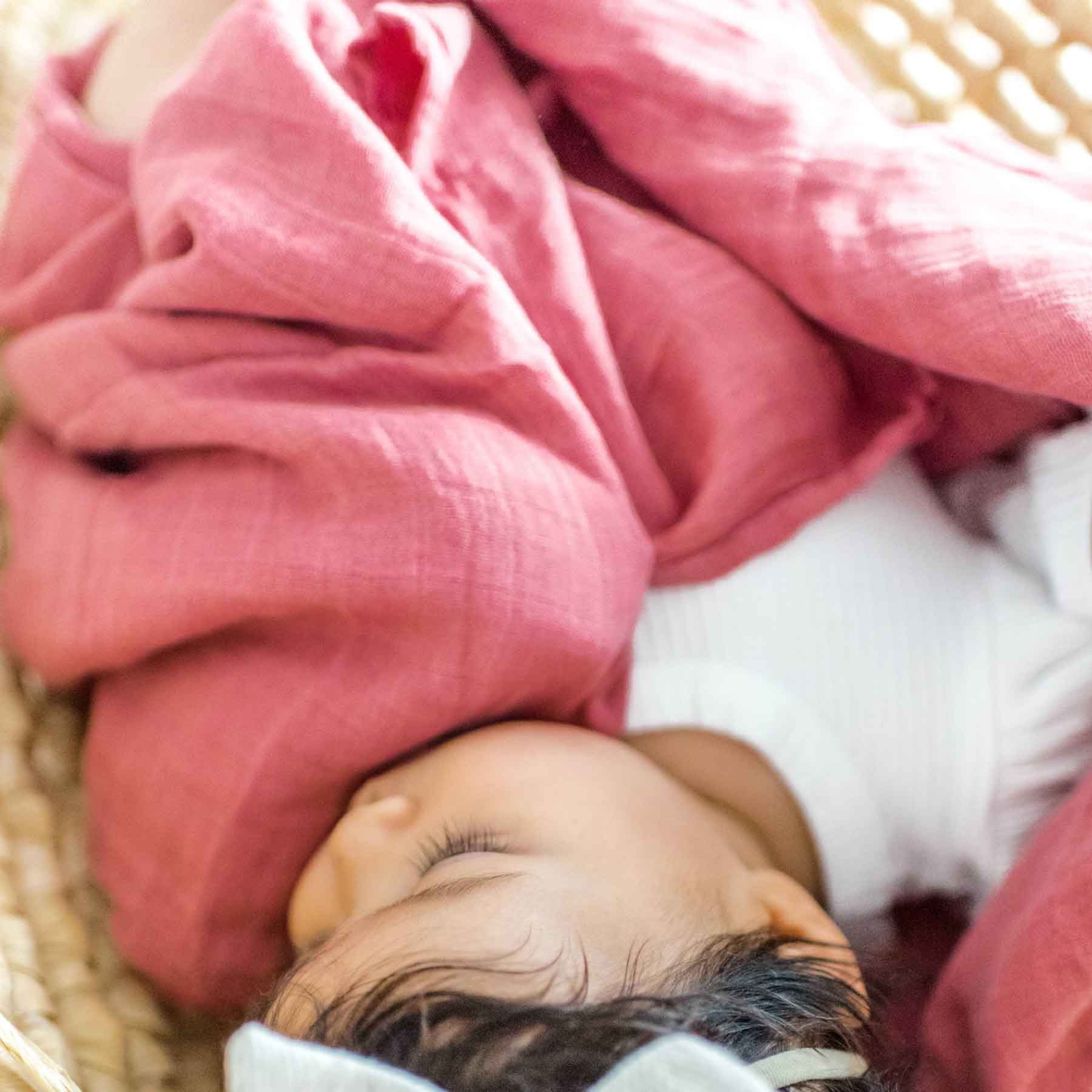 mauve muslin swaddle, bamboo muslin blanket, baby girl gift, baby shower swaddle gift