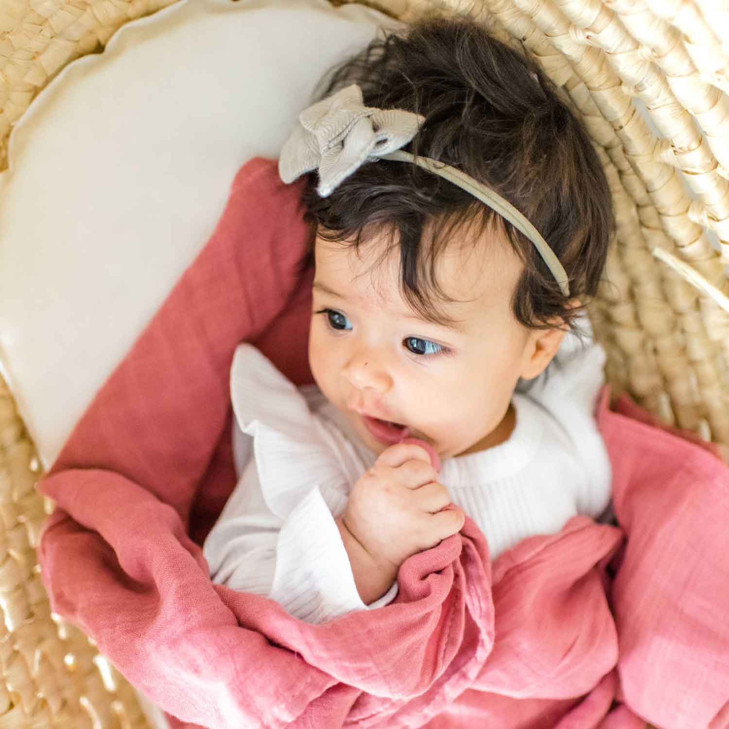 mauve muslin swaddle, bamboo muslin blanket, baby girl gift, baby shower swaddle gift