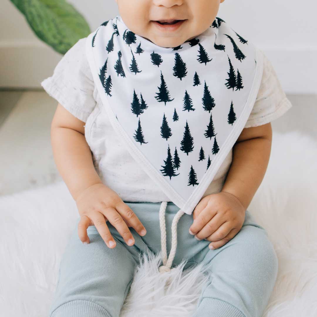 Pine tree bandana bib, baby bib, teething accessories, triangle bibs, bamboo baby bib