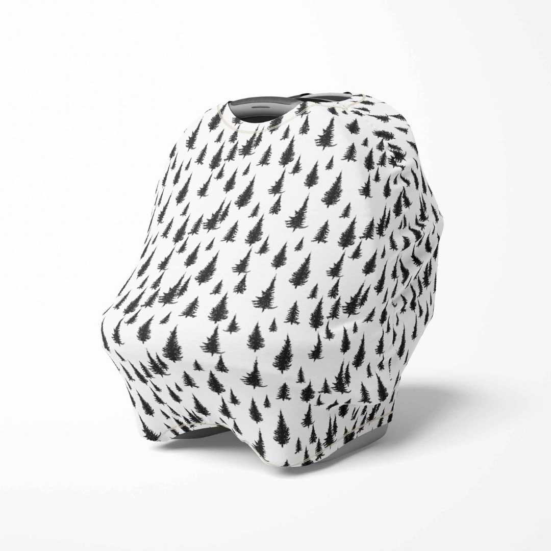 winter pine tree baby cover, multi use cover, car seat canopy, unisex