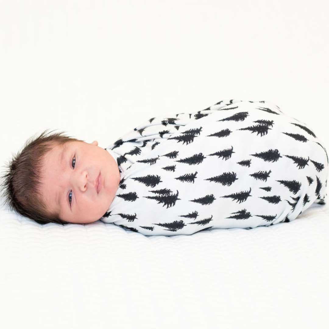 Stretchy Swaddle Blanket - Monochrome Pine Tree