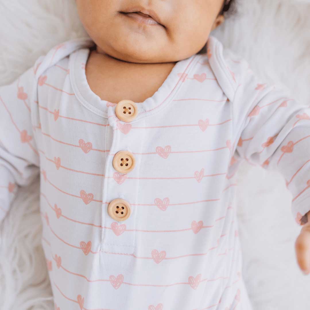 pink heart knotted baby gown, valentine's baby, mermaid infant gown, baby knot gown