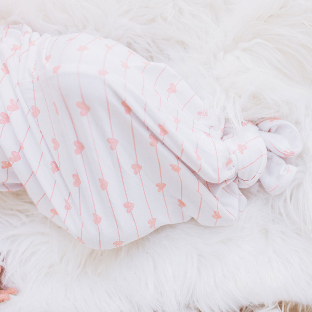 pink heart knotted baby gown, valentine's baby, mermaid infant gown, baby knot gown