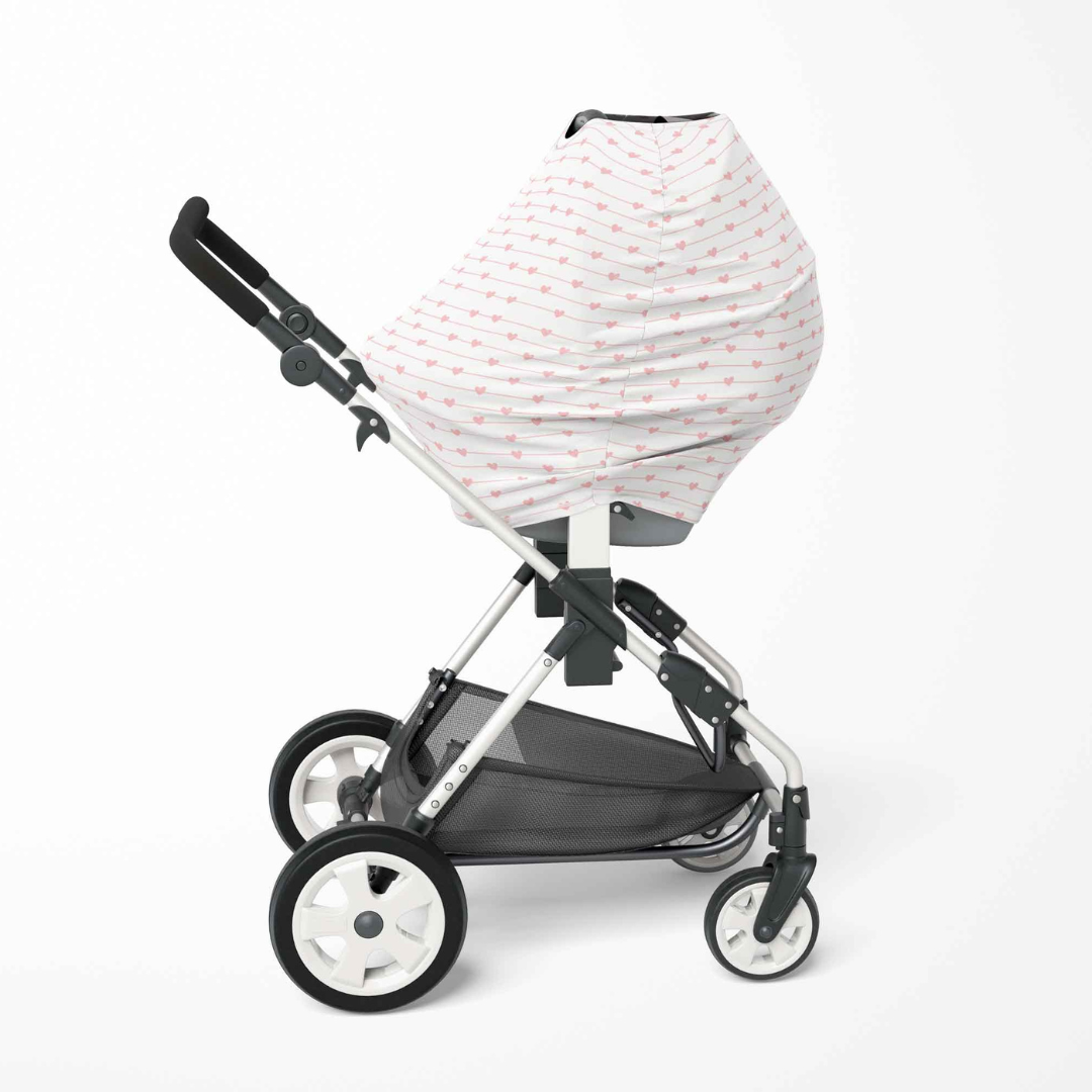infant car seat stroller covers Pink Heart Nursing Cover | 4-in-1 Multi Use Cover