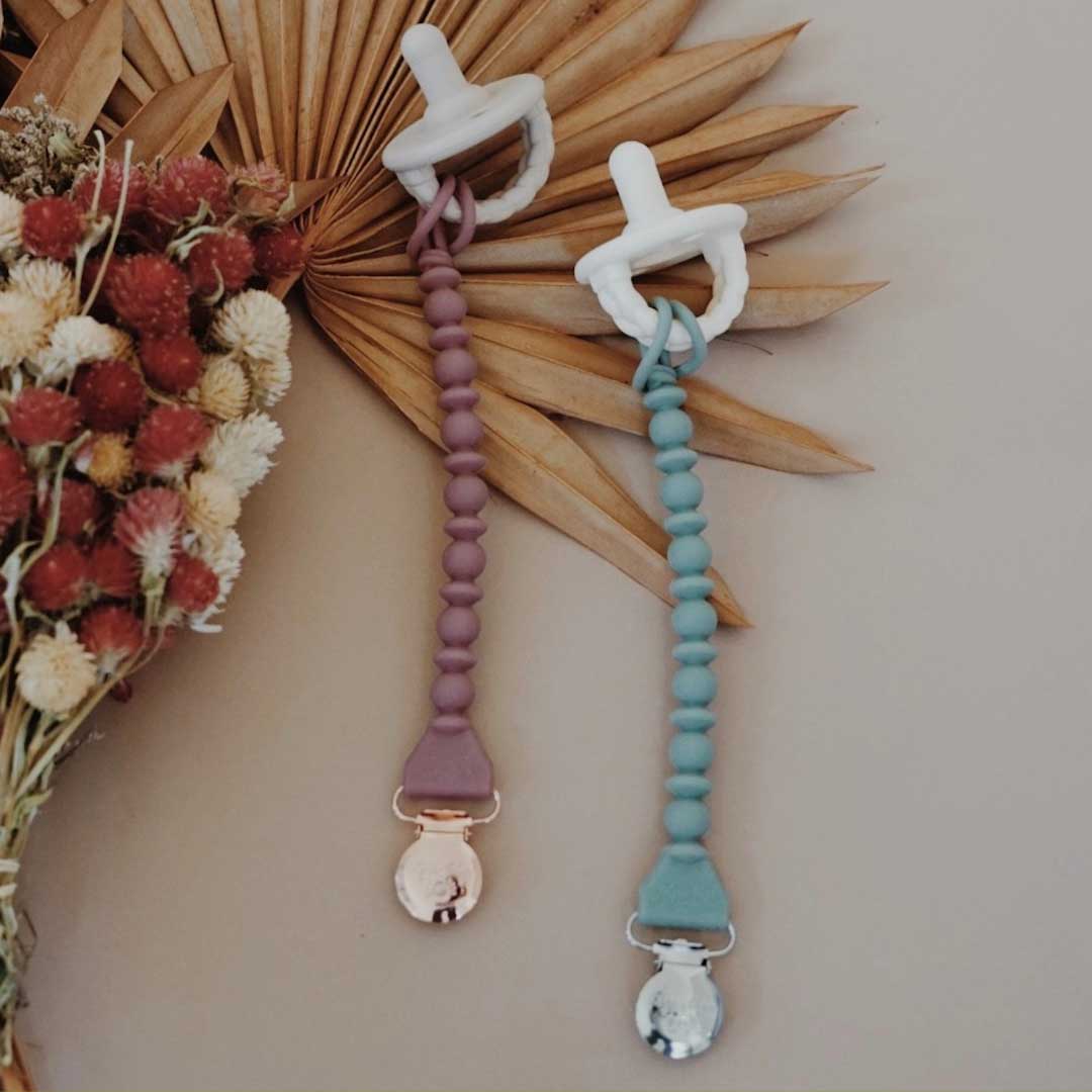 Beaded Pacifier Clip - Succulent
