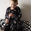 PRE- ORDER ships October 9th |Bamboo Zip Romper | Midnight Skelly