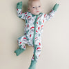 santa baby pajamas, christmas baby pajamas, christmas sleeper toddler, checkered santa bamboo romper, zip sleepie