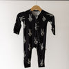 PRE- ORDER ships October 9th |Bamboo Zip Romper | Midnight Skelly