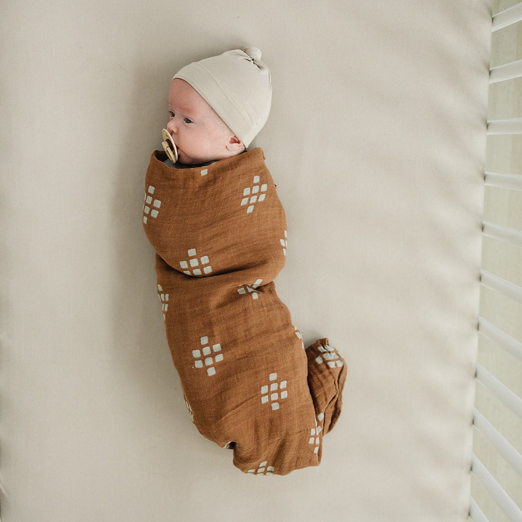 burnt orange swaddle, muslin swaddle blanket, bamboo baby blanket, swaddling wrap, fall baby blanket, dark brown muslin swaddle