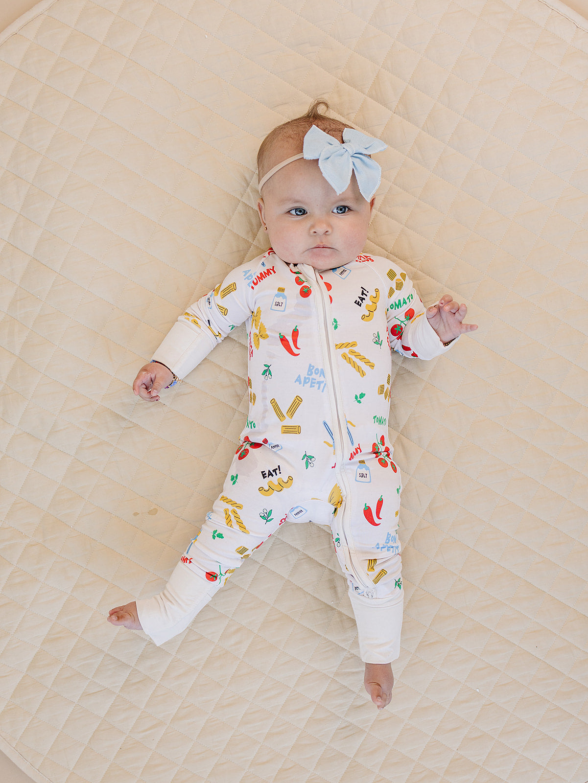 Bamboo Zip Romper - Pasta Club | Dolly Lana – Dolly Lana