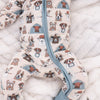 Bamboo Zip Romper | Camp Paws Blue
