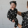 Bamboo Zip Romper | B&W Polka Dot