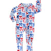 Bamboo Zip Romper  | Red-White & Bows
