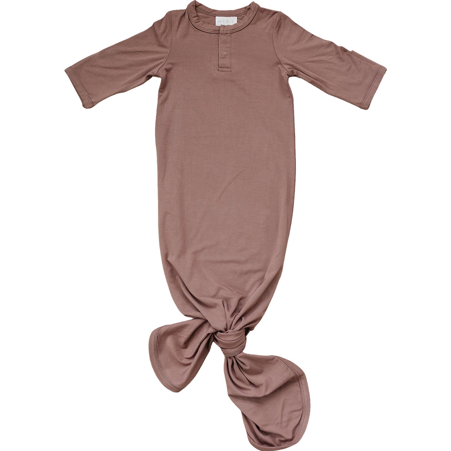 plum baby gown, coming home outfit, knotted gown, baby knot gown, mebie baby gowns, plum baby outfit