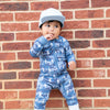 Bamboo Zip Romper | Blue Camo Bolts