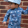 Bamboo Zip Romper | Blue Camo Bolts