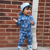 Bamboo Zip Romper | Blue Camo Bolts