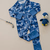 Bamboo Zip Romper | Blue Camo Bolts