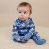 Bamboo Zip Romper | Blue Camo Bolts