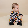 Bamboo Zip Romper | Checker Blaze