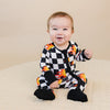 Bamboo Zip Romper | Checker Blaze