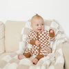 Bamboo Zip Romper | Rust Checkered Ribbed