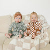 Bamboo Zip Romper | Rust Checkered Ribbed