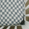 Muslin Crib Sheet | Dusty Blue Wavy Checkered