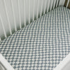 Muslin Crib Sheet | Dusty Blue Wavy Checkered