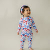 Bamboo Zip Romper  | Red-White & Bows