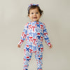 Bamboo Zip Romper  | Red-White & Bows
