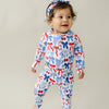 Bamboo Zip Romper  | Red-White & Bows