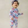 Bamboo Zip Romper  | Red-White & Bows