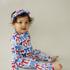 Bamboo Zip Romper  | Red-White & Bows