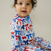Bamboo Zip Romper  | Red-White & Bows