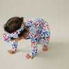 Bamboo Zip Romper  | Red-White & Bows