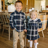 Smocked Dress | Navy Plaid