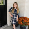 Smocked Dress | Navy Plaid