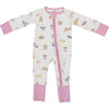Bamboo Zip Romper | Pink Bunny Ribbed